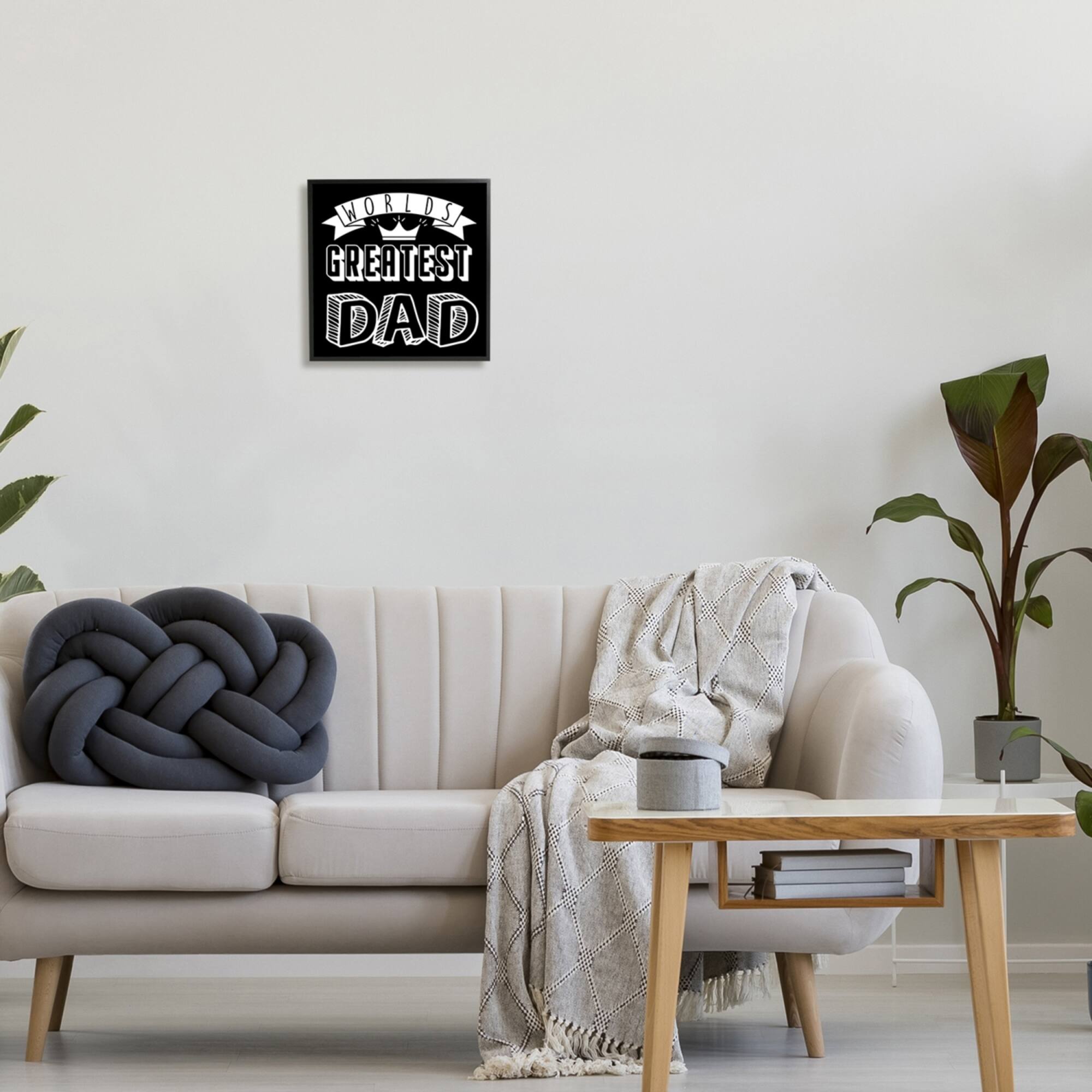 Stupell Industries Worlds Greatest Dad Cool Varied Typography Crown Design Framed Giclee Art